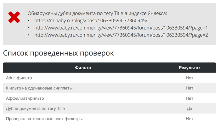 Комплексная диагностика на фильтры в Яндексе
